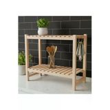 Ev Dekka Mutfak Ahşap Tezgah Üstü Düzenleyici - 2 Katlı Baharatlık Rafı - Doğal Ahşap - 50X40 Cm