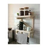 Ev Dekka Naturadesign 40X30 Cm Vidasız Yapışkanlı Doğal Ahşap Mutfak Rafı -Raflı Baharatlık Ve Havluluk