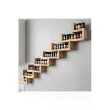 Ev Dekka Plus Aksesuar Dekoratif Duvar Rafı - 8 Katlı Merdiven Tasarım Saksılık Ve Baharatlık - 25X10 Cm