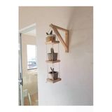 Ev Dekka Rasperini 15X15 Cm Masif Ahşap 3 Katlı Duvar Askılı Saksılık - Boho Jüt İpli Çiçeklik Standı
