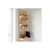 Ev Dekka Wooddesign Masif Göknar Ahşap Kahve Köşesi - 100X40 Cm Barista Duvar Rafı Ve Kupa Askılığı
