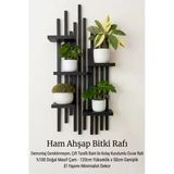 Ev Dekka Woodstore Dekoratif Masif Ahşap Duvar Rafı - 120X50 Cm Delmesiz Kurulum Bitki Standı Çiçeklik