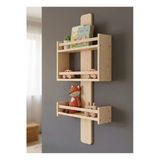 Ev Dekka Woodyhome Montessori Ahşap Çocuk Kitaplığı Duvar Rafı - 60X40x10 Cm Doğal Çam Oyuncak Düzenleyici