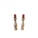 Ev Dekor Öneri Ahşap Şamdan, 10 x 15 cm, Renkli, Set of 2