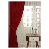 Ev Depo Home Taç Petek Dokulu Kırmızı Düz Renk 1/2 Seyrek Pileli Soft Fon Perde Seyrek Pile Tek Kanat EVDADAKRMZ22003, Gri, 190 x 260