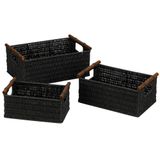 Ev Essentials sepet seti, ahşap kulplar, 3'lü Set