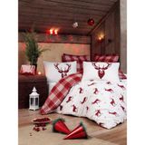 Ev & Home EP-017019 Kolay Ütülenir Geyik Bordo Çift Kişilik Nevresim Takımı