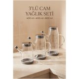 Ev Modu Home 3'lü Cam Yağlık ve Sosluk Seti – 400 ml / 600 ml / 800 ml