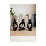 Ev & Ofis Dekoru – Siyah 3’lü İnsan Figürü Seti | El Yapımı Minimalist Heykel Takımı