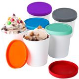 Ev yapımı için mini dondurma kapları, dondurma kabı seti (6'lı paket - 8 oz), dondurucu için yeniden kullanılabilir dondurma saklama kapları, silikon kapaklı sızdırmaz dondurma kapları