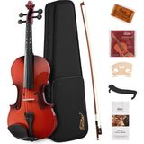 Eva-2 4/4 Keman Seti Tam Boy Fiddle Eva-2 Çocuklar Için Yeni Başlayanlar Için Sert Kılıf, Reçine, Omuz Dayanağı, Yay ve Ekstra Telli Öğrenciler (Klavyede Baskılı Parmak Kılavuzu) - Ahşap - Ceviz