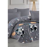 EVA Astronot Desenli Tek Kişilik Kapitoneli Yatak Örtüsü 155 X 230 Cm