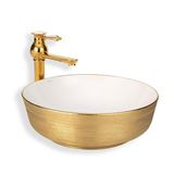 Eva Banyo E-5004A Lena Tezgah Üstü Gold Beyaz Lavabo