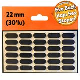 Eva Bazlı Darbe Ses Kapı Stoperi Keçe Yapışkanlı 22 Mm (30'Lu Paket) Dolap Kapak Çekmece Oval Siyah