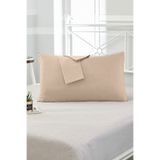 EVA Bej Renkli Pamuklu Ranforce Kumaş Kapaklı Yastık Kılıfı 2 Adet 50x70 Cm