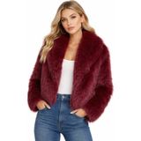 Eva Clothing Kadın Kısa Bordo Kürk Ceket