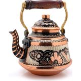 Eva Copper 1,6 Litre El Işlemeli Nostaljik Tekli Kalaylı Dövme Bakır Demlik, Çaydanlık, Su Isıtıcısı - Siyah - NO 1