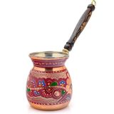Eva Copper 2-3 Kişilik El Yapımı Işlemeli Kalaylı Kalın Bakır Kahve Cezvesi - Lila - 270 ml