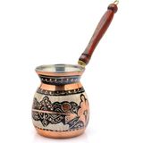 Eva Copper 3-5 Kişilik El Yapımı Işlemeli Kalaylı Kalın Bakır Kahve Cezvesi - Siyah - 400 ml