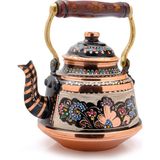Eva Copper 3,2 Litre El Işlemeli Nostaljik Tekli Kalaylı Dövme Bakır Demlik, Çaydanlık, Su Isıtıcısı - Renkli - NO 2