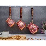 Eva Copper 3'lü Set El Yapımı Işlemeli Kalaylı Kalın Bakır Kahve Cezvesi - Lila