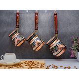 Eva Copper 3'lü Set El Yapımı Işlemeli Kalaylı Kalın Bakır Kahve Cezvesi - Renkli
