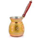 Eva Copper 6-7 Kişilik El Yapımı Işlemeli Kalaylı Kalın Bakır Kahve Cezvesi - Altın - 600 ml