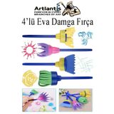 Eva Damga Fırçası 4 Lü 1 Paket Plastik Doku Tarağı Fırçası Okul Öncesi Boya Sünger Fırça Seti Çocuklar İçin Plastik Sap