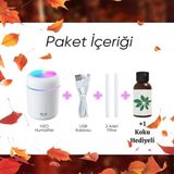 Eva Home luvroshe Koku Hediyeli Ultrasonik Başlıklı +1 Flitreli Hava Nemlendirici Gece Lambası Koku Dagıtıcı type-c Girişli Atomizer Başlıklı - Beyaz