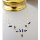 Eva Jewelry Akasya Çiçeği Parlement Mavisi Taşlı 925 Ayar Gümüş Zincirli Kadın Kolye