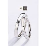 Eva Jewelry Ay Ve Yıldız 2li Set Gümüş Kaplama Ayarlanabilir Çift Alyans Yüzük