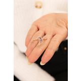 Eva Jewelry Kanat Motifli Lila Taşlı 14 K Rose Gold Kaplama Ayarlanabilir Kadın Yüzük