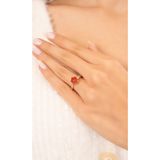 Eva Jewelry Lotus Çiçeği Turuncu Zirkon Taşlı 14 K Rose Gold Kaplama Kadın Yüzük