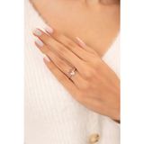 Eva Jewelry Prenses Tacı Beyaz Taşlı 14k Rose Gold Kaplama Ayarlanabilir Kadın Yüzük