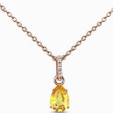 Eva Jewelry Sitrin Mistik Topaz Taşlı 14 K Rose Gold Kaplama Kadın Kolye