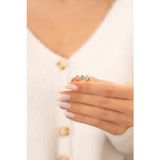 Eva Jewelry Üç Sıra Baget Taşlı 14 K Rose Gold Kaplama Kadın Yüzük
