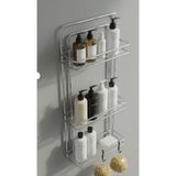 EVA METAL TASARIM Ömür Boyu Paslanmaz Krom Gümüş Kaplama Yapışkanlı 3 Katlı Banyo Rafı Duş Şampuanlık Duvar Düzenleyici Organizer