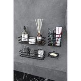 Eva Metal Tasarim Yapışkanlı Banyo Seti Duş Rafı + Sabunluk + Diş Fırçalık Metal Set