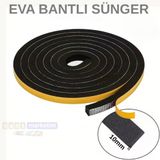 Eva Neopren Conta Sünger Bantlı Sızdırmazlık Bandı 10Mm Kalınlıkta 20Mmx10mt