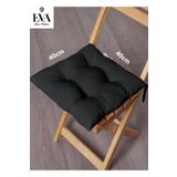 EVA Siyah Renkli Özel Dikim Bağcıklı Pofuduk Sandalye, Koltuk, Tabure Minderi 40x40 Cm