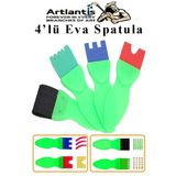 Eva Spatula 4 Lü 1 Paket Plastik Doku Tarağı Fırçası Okul Öncesi Boya Sünger Fırça Seti Çocuklar İçin Plastik Saplı