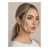 Eva Takı Store Damla Model Halka Gold Renk Çelik Küpe 6cm
