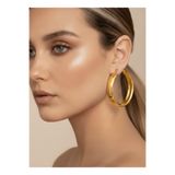 Eva Takı Store Halka Model Gold Renk Çelik Küpe 5cm