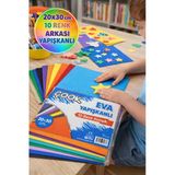 Eva Yapışkanlı Renkli Fon Kartonu 20X30 Cm 10’Lu Set Hobi Okul El İşi Köpük Kağıt