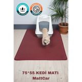 EvaCat 75x55 Cm Bordo Kedi Tuvaleti Kumu Paspası Kedi Matı Tuvalet Dahil Değildir