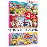EVAKANCA 15 Parçalı 3 Adet Kalın Puzzle 3-4 Yaş Yapboz Çiftlik Hayvanları Sirk Araçlar