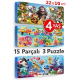EVAKANCA 15 Parçalı 3 Adet Kalın Puzzle 3-4 Yaş Yapboz Orman Deniz Hayvanları Oyuncaklar