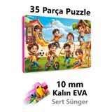 EVAKANCA 35 Parçalı Kalın Çocuk Puzzle 4-5 Yaş Yapboz Oyun Oynayan Çocuklar