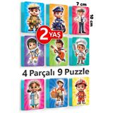 EVAKANCA 4 Parçalı 9 Adet Kalın EVA Puzzle 2-3 Yaş Yapboz Meslekler