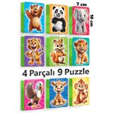 EVAKANCA 4 Parçalı 9 Adet Kalın Puzzle 2-3 Yaş Yapboz Yaban Hayvanları